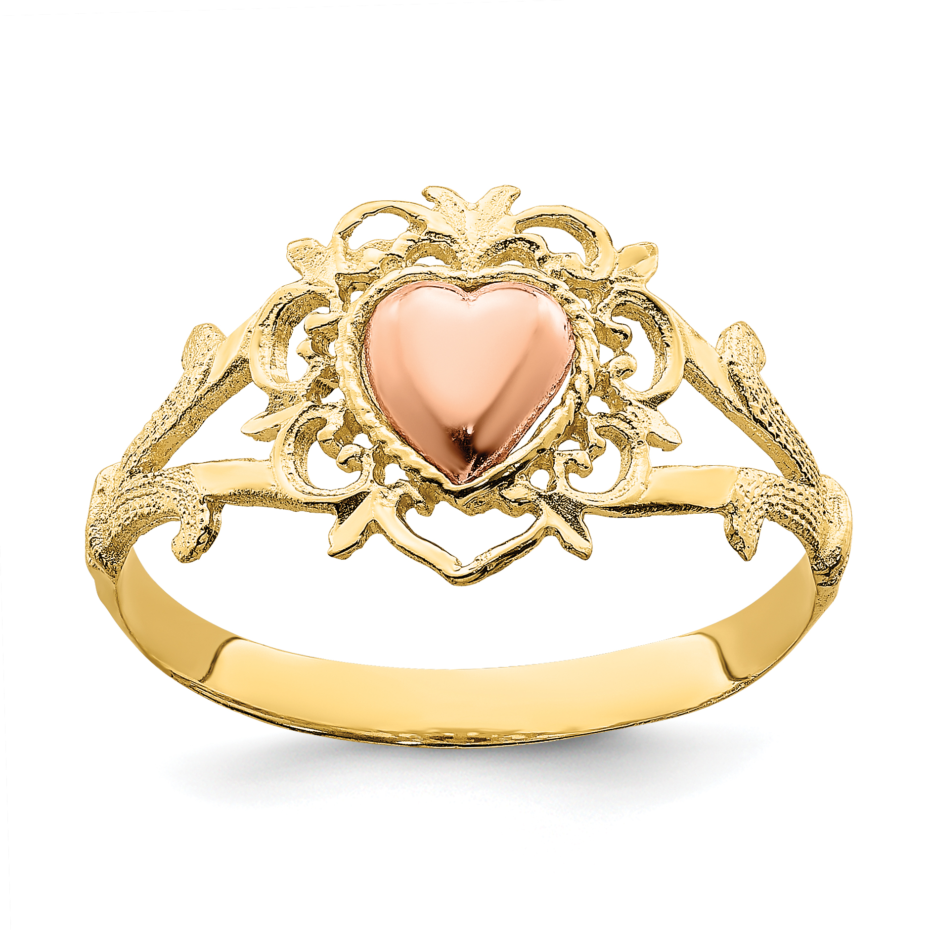 14k Two-tone Heart Ring (K2076)