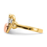 14K Yellow and Rose Gold Ring with White Rhodium Love Heart view 3