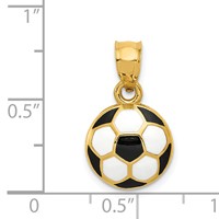 14K Yellow Gold Black and White Enameled Domed Soccer Ball Pendant view 3