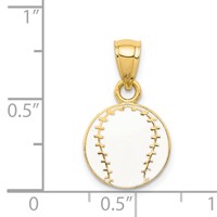 14K Yellow Gold White Enameled Baseball Pendant view 3