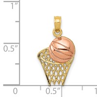 14K Two-tone Basketball Hoop Pendant with Ball view 4