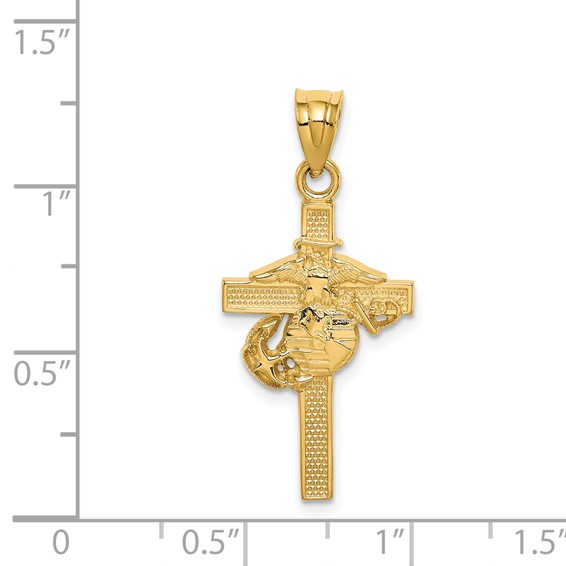 14k Marine Corps Cross Pendant