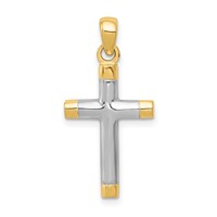14K and White Rhodium Cross Pendant view 1