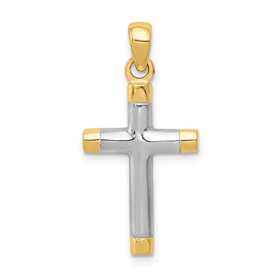 14k and White Rhodium Cross Pendant