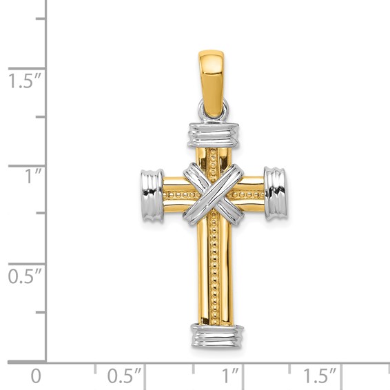 14k Two-tone Center -X- Latin Cross Pendant