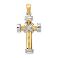 14K Two-tone Center -x- Latin Cross Pendant view 1