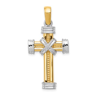 14k Two-tone Center -X- Latin Cross Pendant