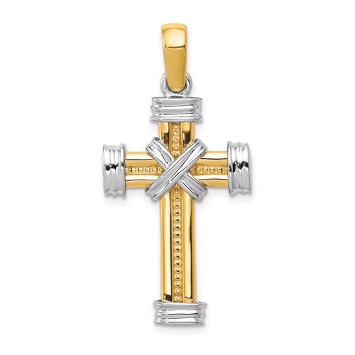 14K Two-tone Center -x- Latin Cross Pendant