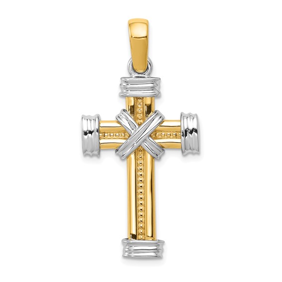 14k Two-tone Center -X- Latin Cross Pendant