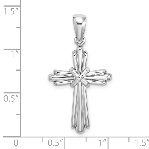 14k White Gold Polished -X- Center Cross Charm