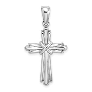14k White Gold Polished -X- Center Cross Charm