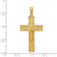 14K Yellow Gold Satin Finish Crucifix Pendant view 3
