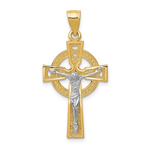 14K Two-tone Iona Crucifix Pendant