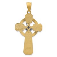 14K Two-tone and White Rhodium St. Patrick Celtic Cross Pendant view 4