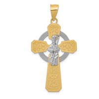 14K Two-tone and White Rhodium St. Patrick Celtic Cross Pendant view 1