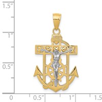 14K Two-tone Mariners Crucifix Pendant view 3