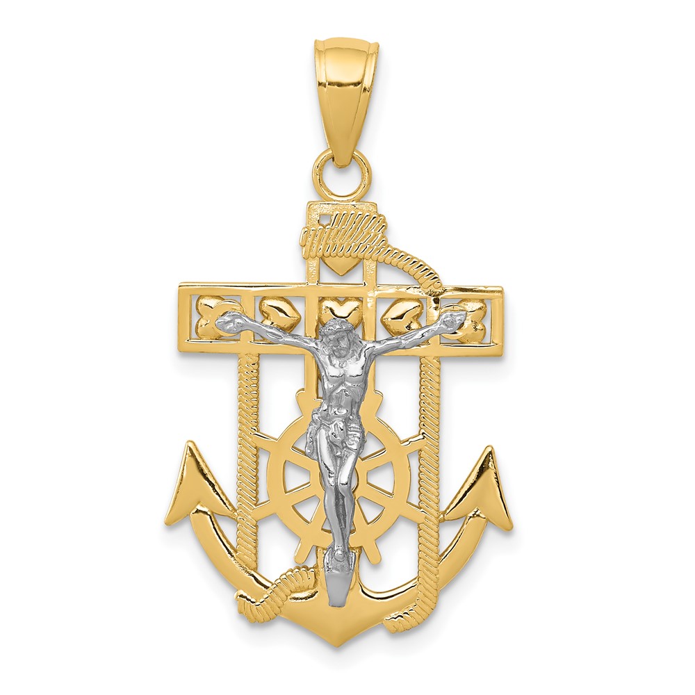 14K Two-tone Mariners Crucifix Pendant