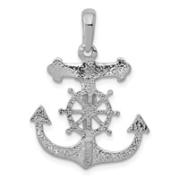 14K White Gold Mariners Crucifix Pendant view 4