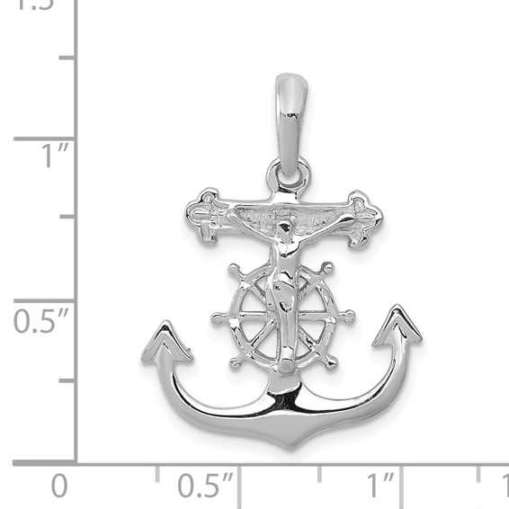14k White Gold Mariners Crucifix Pendant