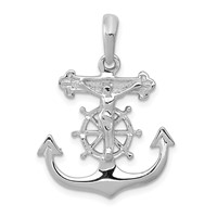14K White Gold Mariners Crucifix Pendant view 1