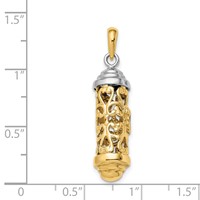 14K Two-Tone 3-D Mezuzah Pendant view 3