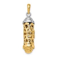14K Two-Tone 3-D Mezuzah Pendant view 2