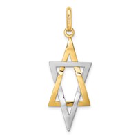 14K and White Rhodium Elongated Star of David Charm view 4
