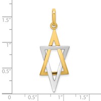 14K and White Rhodium Elongated Star of David Charm view 3
