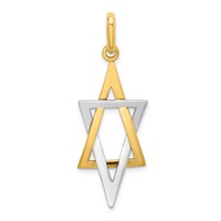 14K and White Rhodium Elongated Star of David Charm view 1