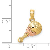 14K Two-tone Baby Rattle Pendant view 4