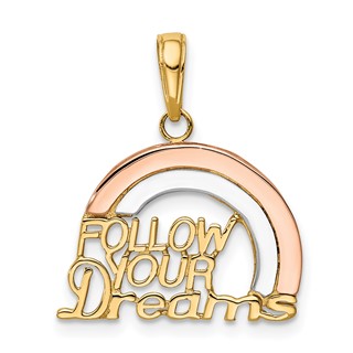 Gold FOLLOW YOUR DREAMS Rainbow Pendant