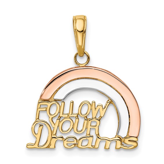 Gold FOLLOW YOUR DREAMS Rainbow Pendant