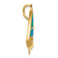 14K Yellow Gold Lab Created Opal Sailboat Omega Slide view 2