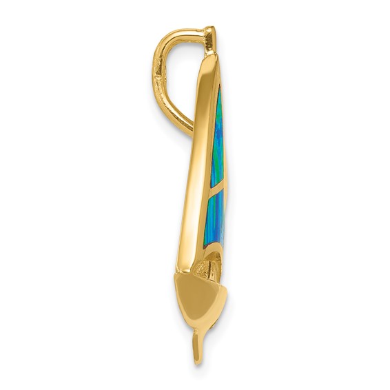 14K Lab Created Opal Sailboat Omega Slide