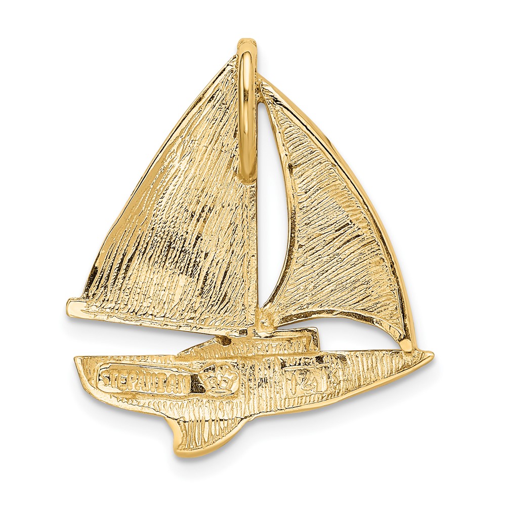 14K Imitation Opal Sailboat Slide (K2491)