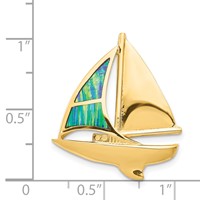 14K Yellow Gold Lab Created Opal Sailboat Omega Slide view 4