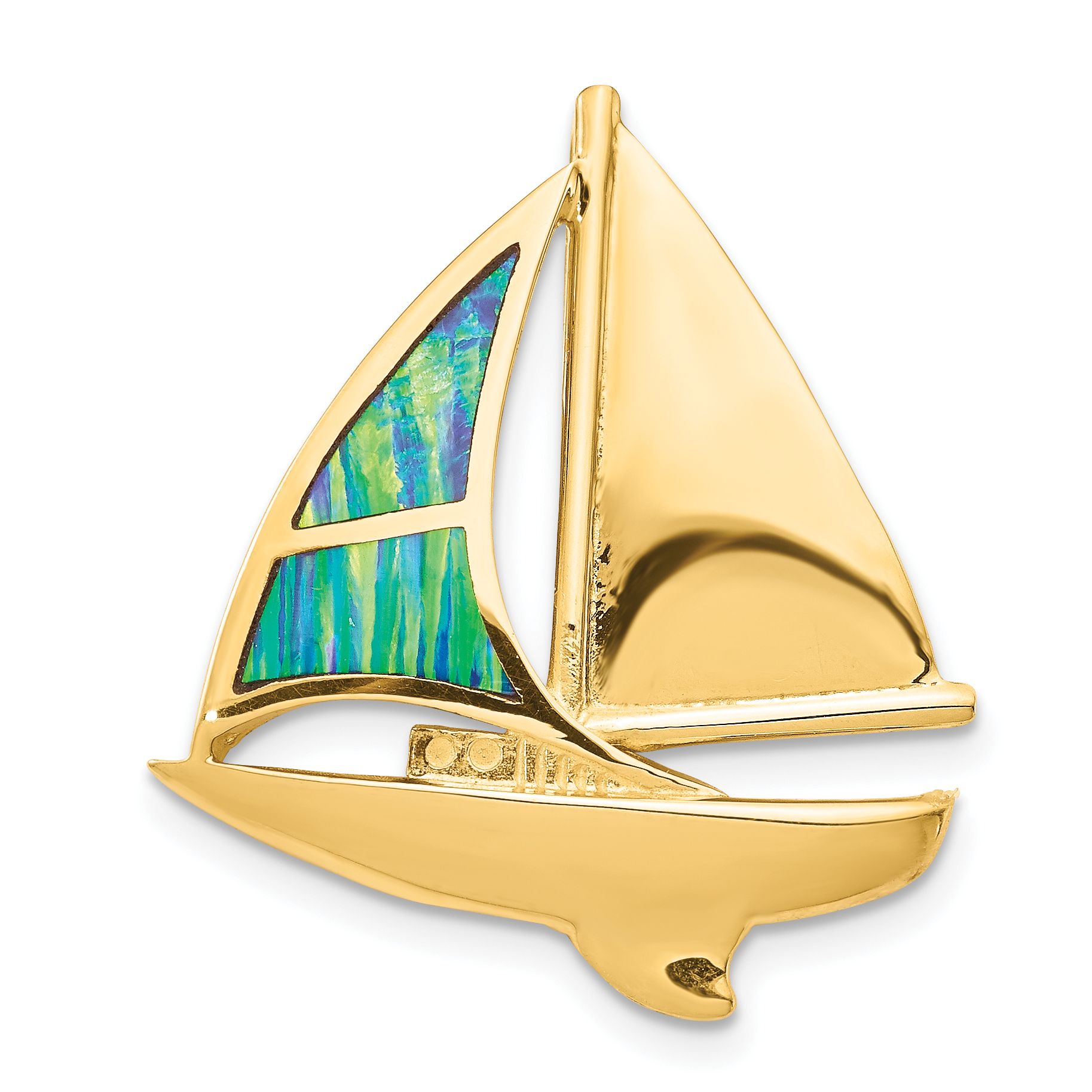 14K Imitation Opal Sailboat Slide (K2491)