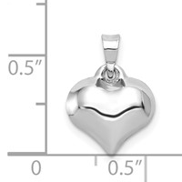 14K White 3-D Puffed Heart Pendant view 4