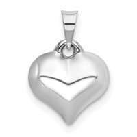 14K White 3-D Puffed Heart Pendant view 1