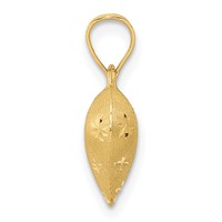 14K Yellow Gold Polished and Satin Diamond-cut 3-D Puffed Heart Pendant view 2