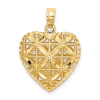 14K Polished 3-D Filigree Puffed Heart Pendant view 3