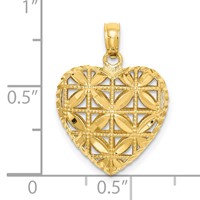 14K Polished 3-D Filigree Puffed Heart Pendant view 4