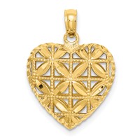 14K Polished 3-D Filigree Puffed Heart Pendant view 1