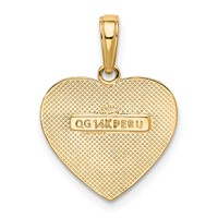 14K Yellow Gold Polished Swirled Border Engravable Heart Pendant view 3