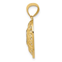 14K and White Rhodium Polished Diamond-cut Filigree Heart Pendant view 2