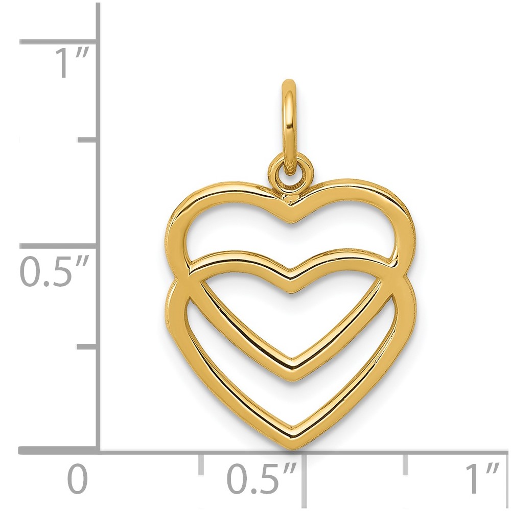 14K Polished Double Heart Pendant (K2548)