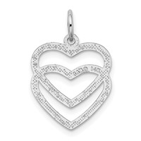 14K White Gold Double Heart Charm view 3