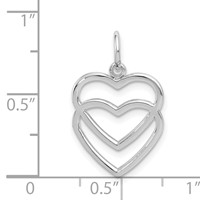 14K White Gold Double Heart Charm view 4