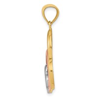 14K Two-tone and White Rhodium Polished 3 Hearts Pendant view 2