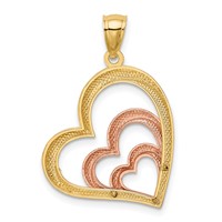 14K Two-tone and White Rhodium Polished 3 Hearts Pendant view 3